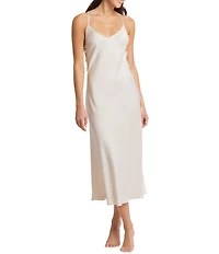 Rya Collection Kiss Solid Charmeuse Embroidered Tulle Back Gown