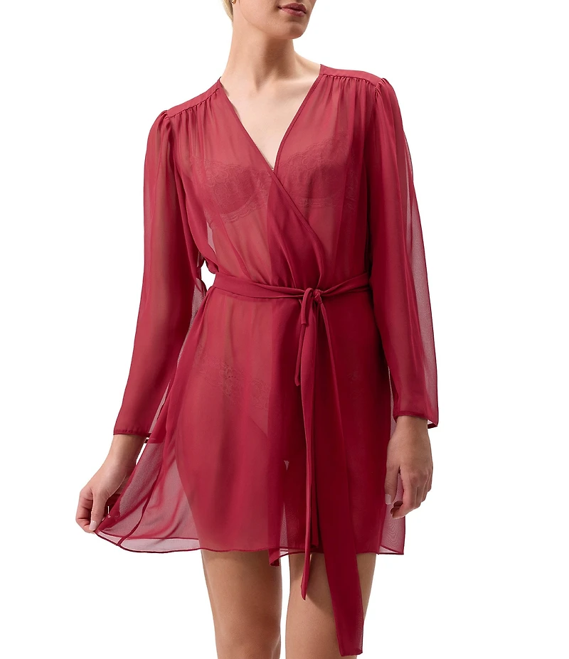 Rya Collection Lovely Long Sleeve Open Lapel Chiffon Cover Up Robe