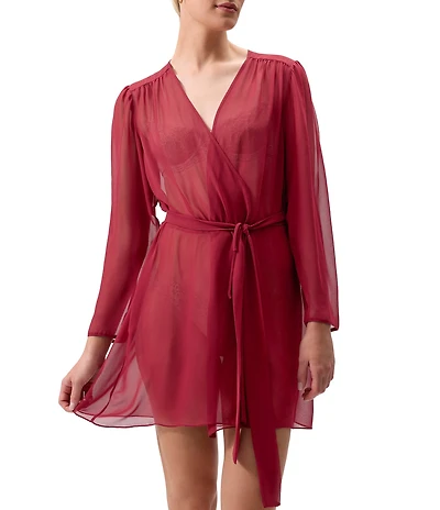 Rya Collection Lovely Long Sleeve Open Lapel Chiffon Cover Up Robe