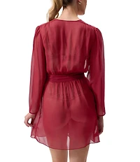 Rya Collection Lovely Long Sleeve Open Lapel Chiffon Cover Up Robe