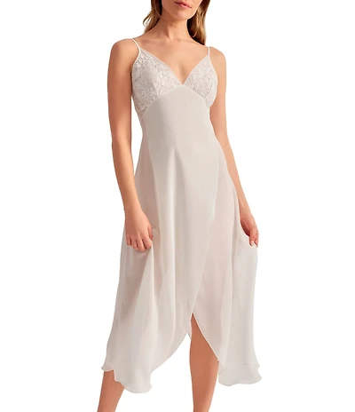 Rya Collection Mesh Duchess Sleeveless V-Neck Midi Gown