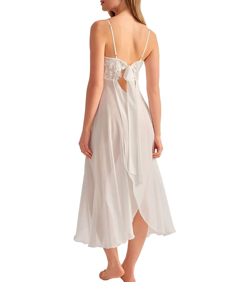 Rya Collection Mesh Duchess Sleeveless V-Neck Midi Gown