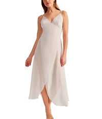 Rya Collection Mesh Duchess Sleeveless V-Neck Midi Gown