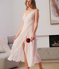 Rya Collection Mesh Duchess Sleeveless V-Neck Midi Gown