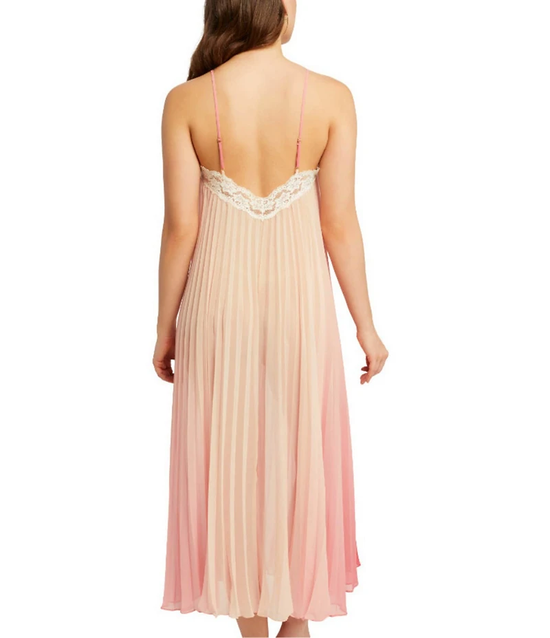 Rya Collection Ombre Pleated Lace Trim Gown