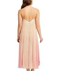 Rya Collection Ombre Pleated Lace Trim Gown
