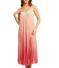 Rya Collection Ombre Pleated Lace Trim Gown