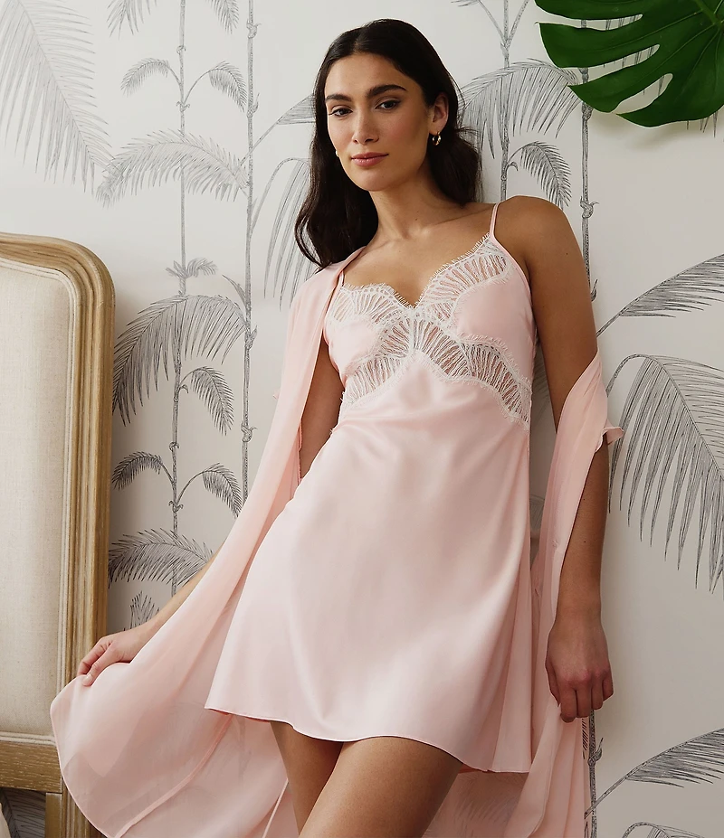 Rya Collection Paradise Sleeveless V-Neck Embroidered Lace Satin Coordinating Chemise