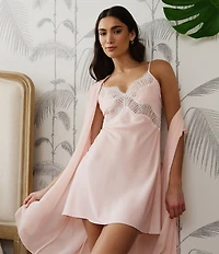 Rya Collection Paradise Sleeveless V-Neck Embroidered Lace Satin Coordinating Chemise