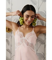 Rya Collection Paradise Sleeveless V-Neck Embroidered Lace Satin Coordinating Chemise