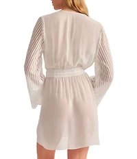 Rya Collection Scandal Long Sleeve V-Neck Chantilly Lace Chiffon Short Robe