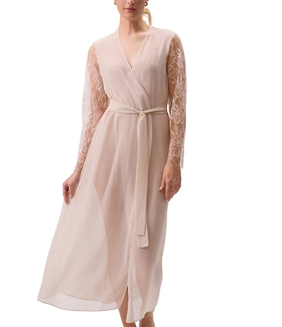 Rya Collection Sincerity Long Sleeve Belt Tie Chiffon Long Robe