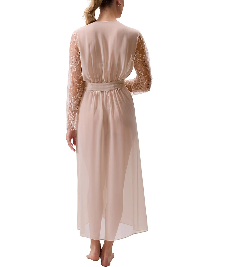 Rya Collection Sincerity Long Sleeve Belt Tie Chiffon Long Robe
