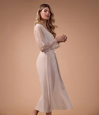 Rya Collection Sincerity Long Sleeve Belt Tie Chiffon Long Robe
