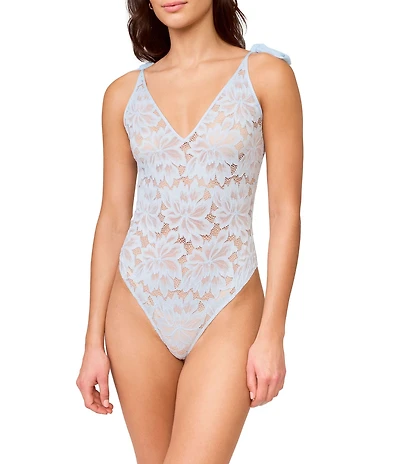 Rya Collection Stretch Lace Bow Detail Amour Teddy