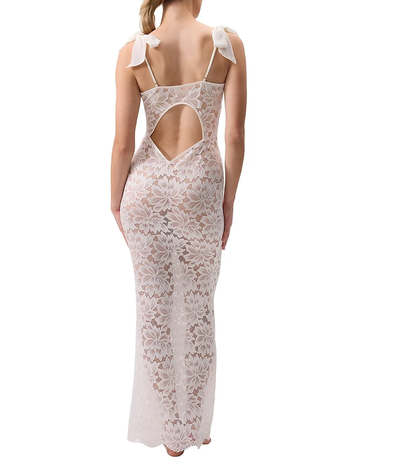 Rya Collection Stretch Lace Bow Amour Long Gown