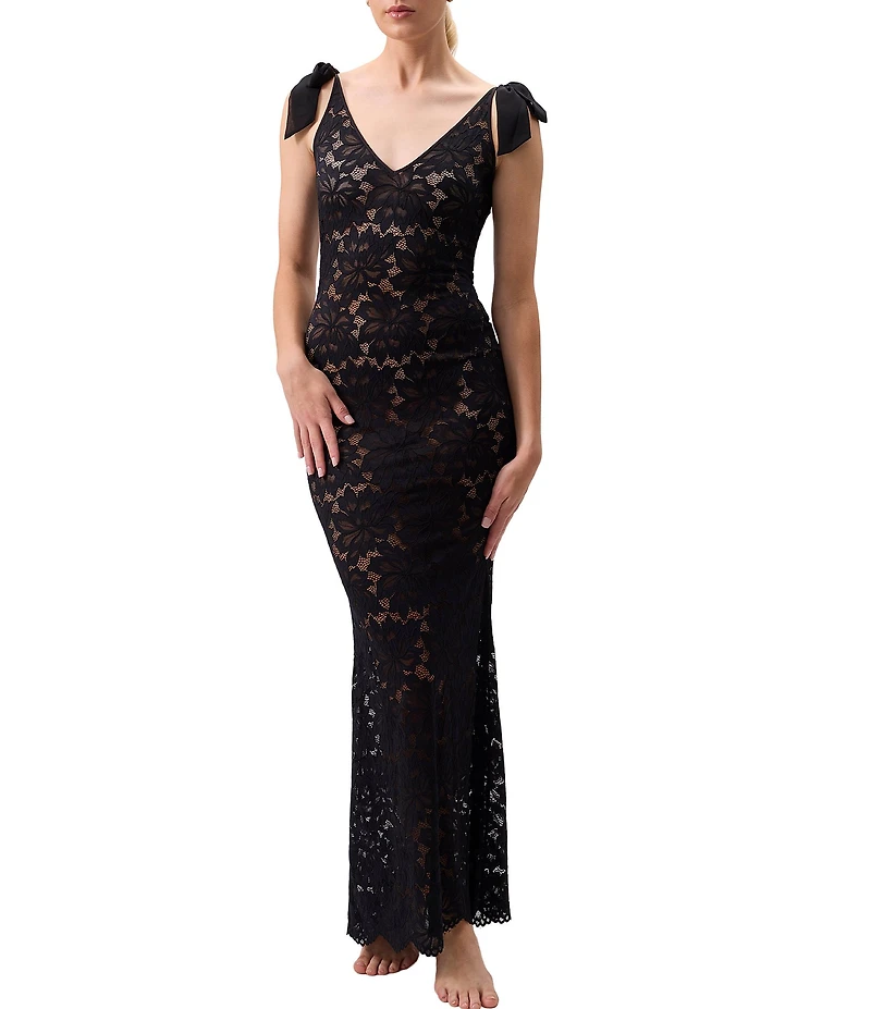Rya Collection Stretch Lace Bow Amour Long Gown