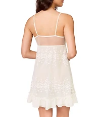 Rya Collection Tidal Sleeveless V-Neck Chiffon & Embroidered Netting Ruffled Hem Bridal Chemise
