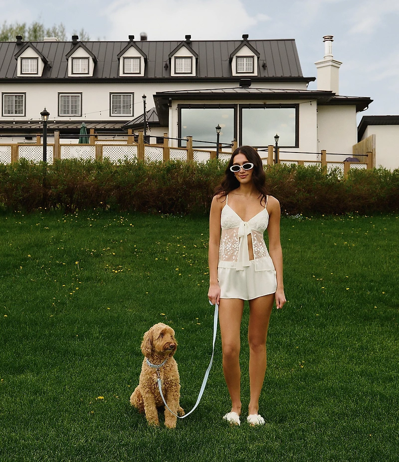 Rya Collection Tidal Sleeveless V-Neck Tie-Front Cami & Shorty Chiffon Bridal Set