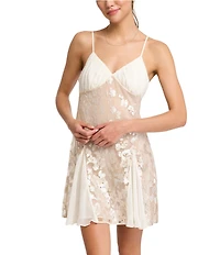 Rya Collection Vija Sleeveless V-Neck Ombre Embroidered Lined Bridal Chemise