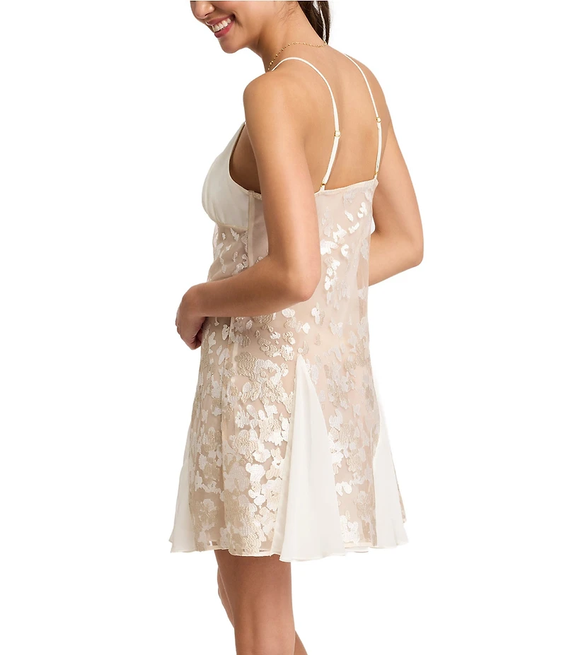 Rya Collection Vija Sleeveless V-Neck Ombre Embroidered Lined Bridal Chemise