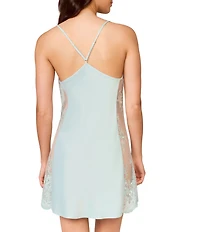 Rya Collection Lace Charmeuse Cowl Neck Sleeveless Solid Chemise