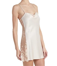 Rya Collection Lace Charmeuse Cowl Neck Sleeveless Solid Chemise