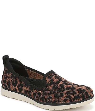 Ryka Women's Effortless Leopard Print Knit Washable Slip On Sneakers