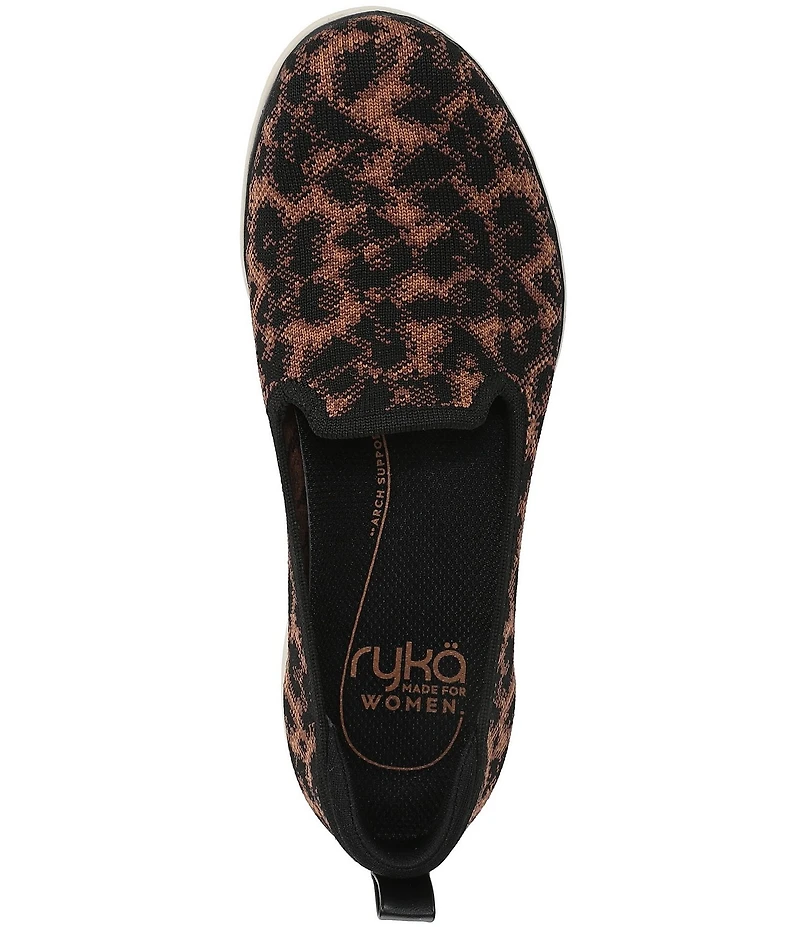 Ryka Women's Effortless Leopard Print Knit Washable Slip On Sneakers