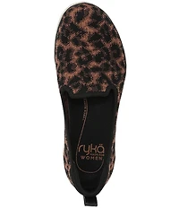 Ryka Women's Effortless Leopard Print Knit Washable Slip On Sneakers