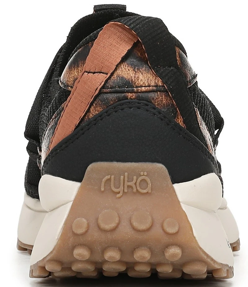 Ryka Women's Jump Start Lace Stretch Leopard Print Knit Slip On Sneakers