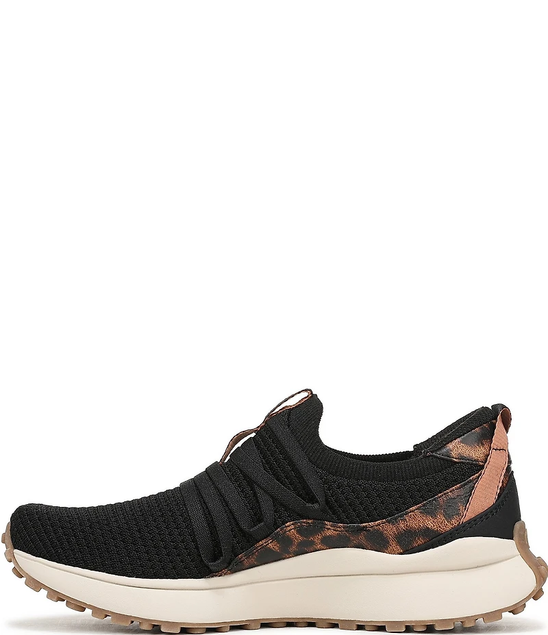 Ryka Women's Jump Start Lace Stretch Leopard Print Knit Slip On Sneakers