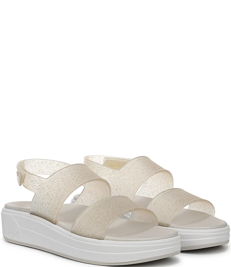 Ryka Women's Viv Glitter Vinyl EVA Slingback Sandals