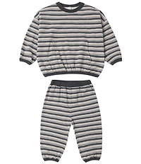 Rylee + Cru Baby Boys Relaxed Long Sleeve Stripe Top & Coordinating Joggers Set