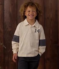 Rylee + Cru Little Boys Long Sleeve Rugby Polo Shirt