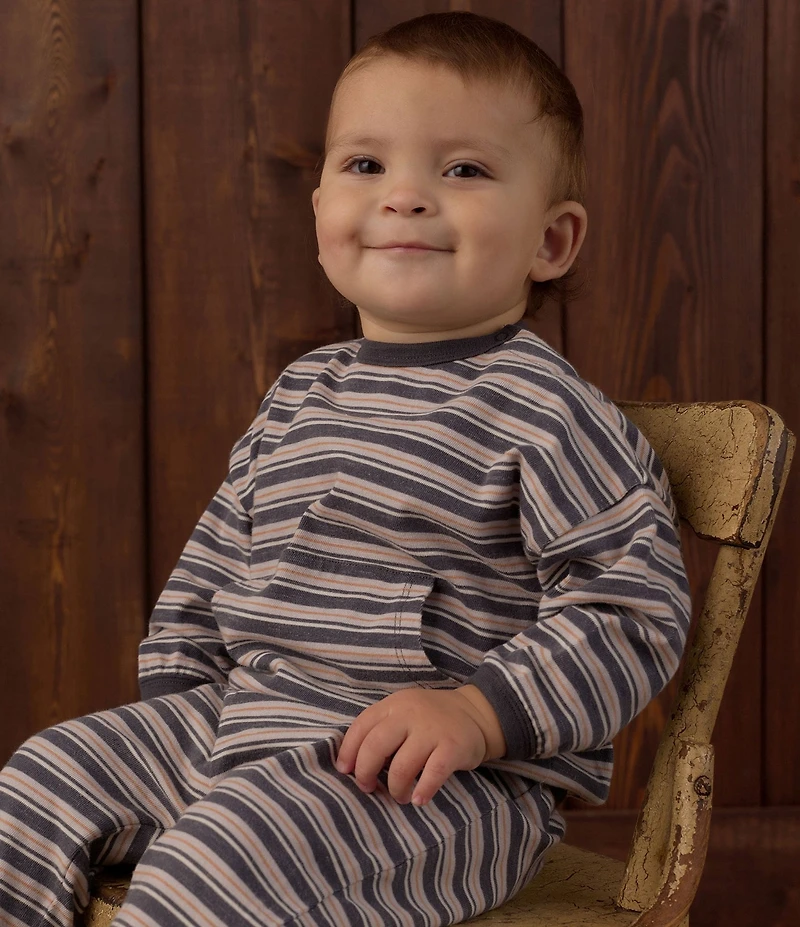 Rylee + Cru Little Boys Relaxed Stripe Sweatshirt Top & Matching Pants Set