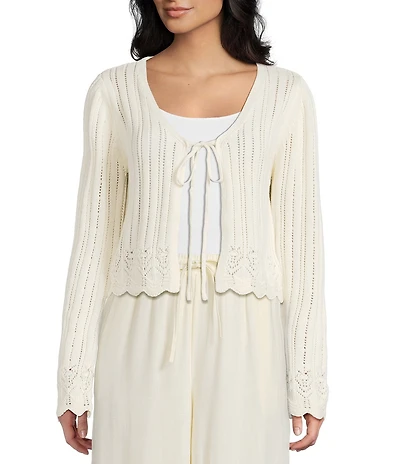 Sadie & Sage Crochet Long Sleeve Front Tie Cardigan