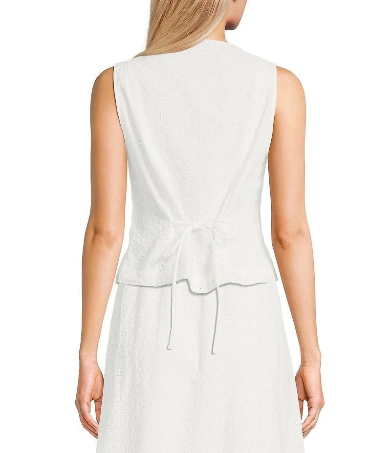 Sadie & Sage Eyelet Button Down Tie-Back Coordinating Vest
