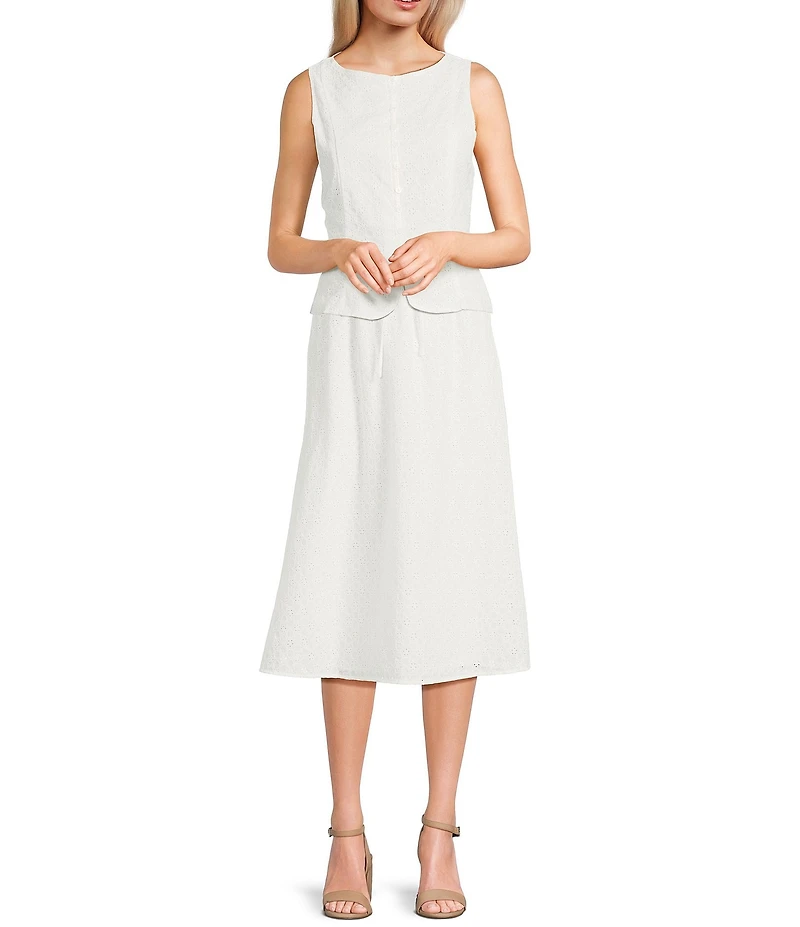 Sadie & Sage Eyelet Button Down Tie-Back Coordinating Vest