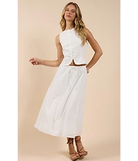 Sadie & Sage Eyelet Button Down Tie-Back Coordinating Vest