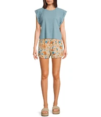 Sadie & Sage Flat Front Floral Printed Shorts