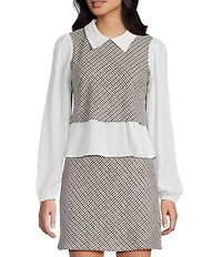 Sadie & Sage Mixed Media Plaid Top