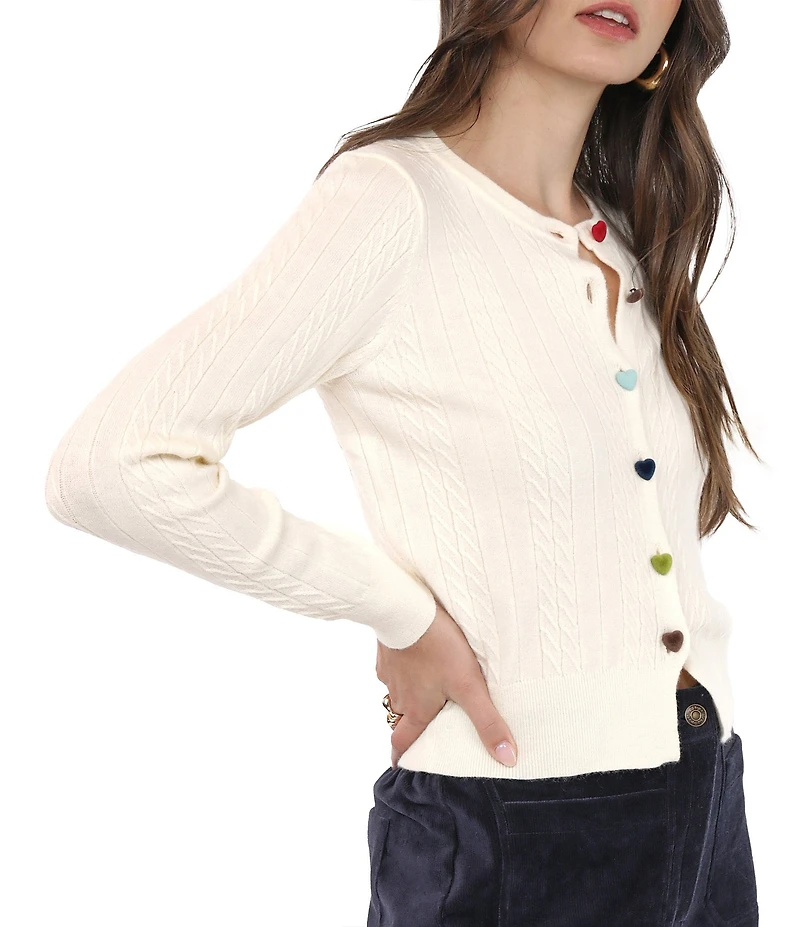 Sadie & Sage Heart Button Front Sweater