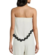 Sadie & Sage Linen Blend Asymmetrical Ric Rac Trim Coordinating Tube Top