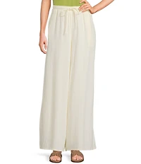 Sadie & Sage Linen Blend Elastic Waist Wide Leg Pull-On Pants