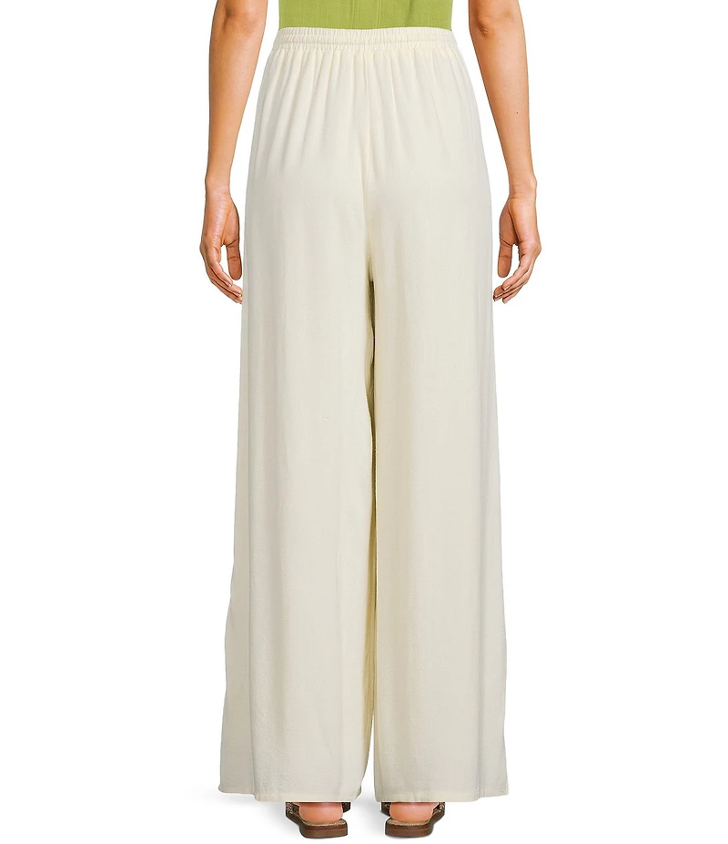 Sadie & Sage Linen Blend Elastic Waist Wide Leg Pull-On Pants