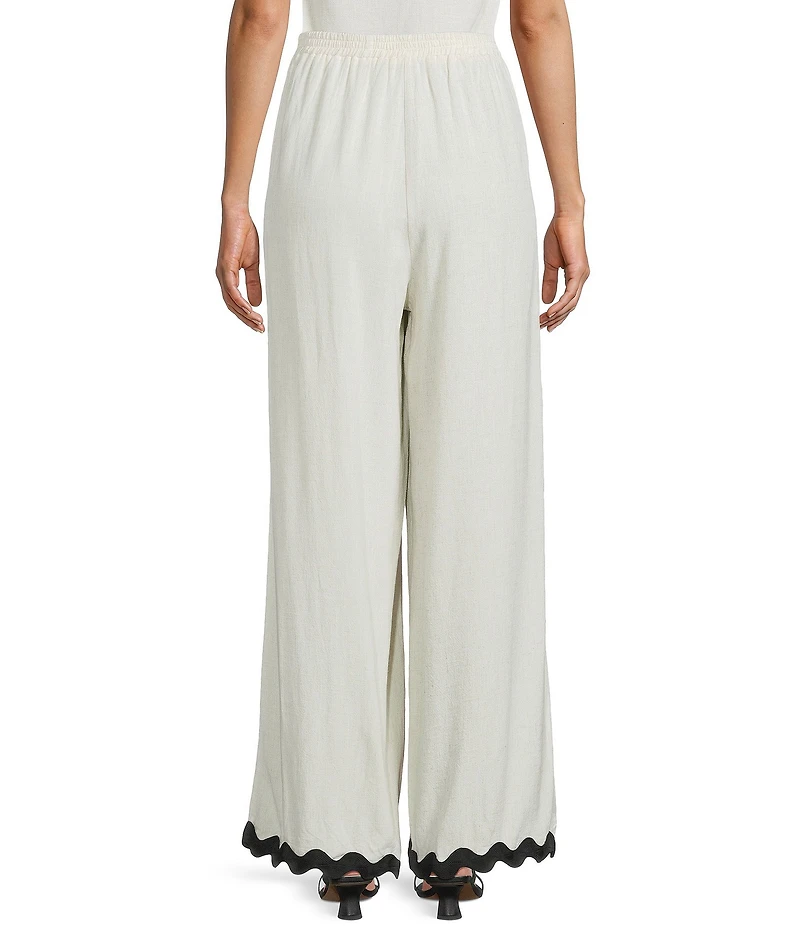 Sadie & Sage Linen Blend Ric Rac Trim Coordinating Wide Leg Pants
