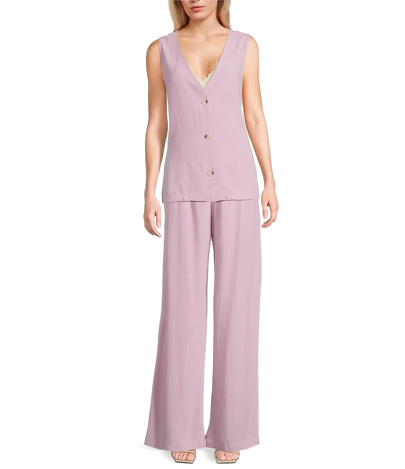 Sadie & Sage Linen Full Length Pleated Coordinating Trousers