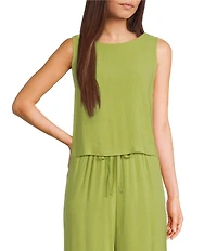 Sadie & Sage Linen Sleeveless Button Back Coordinating Crop Top