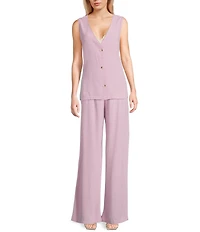 Sadie & Sage Linen V-Neck Button Front Coordinating Vest Top